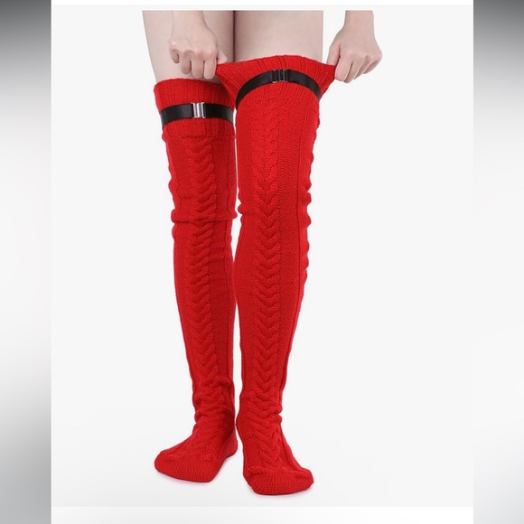 Women Thigh High Stockings Cable Knit Boot Socks Long Over the Knee Leg Warmers - Picture 2 of 9